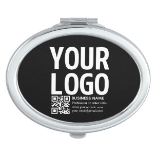 Your Logo w/Editable QR code & Text Compact Mirror