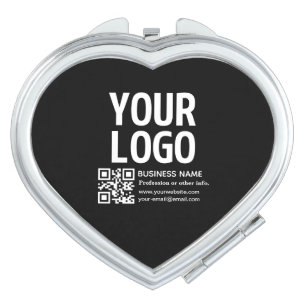 Your Logo w/Editable QR code & Text Compact Mirror