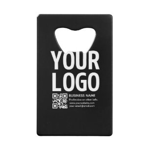 Your Logo w/Editable QR code & Text Credit Card Bottle Opener