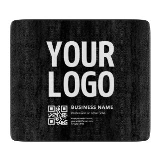 Your Logo w/Editable QR code & Text Cutting Board