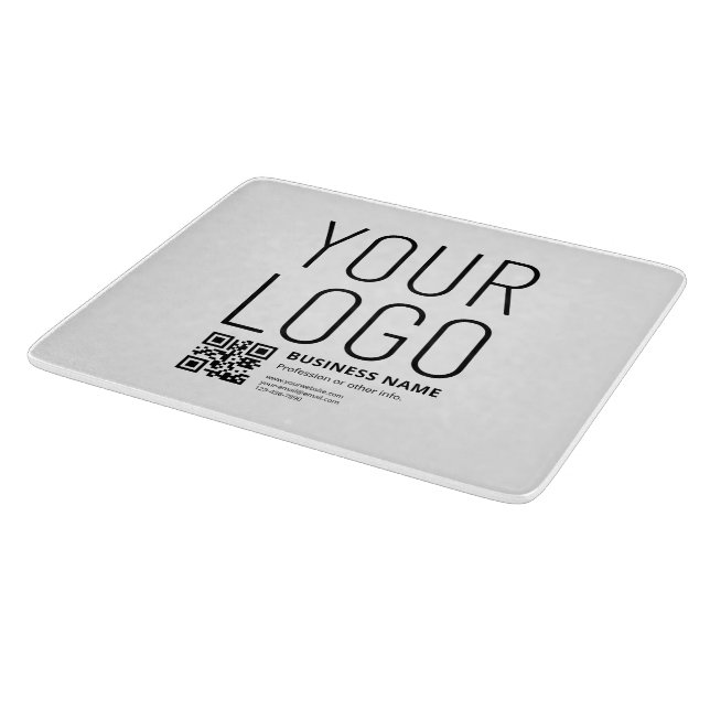 Your Logo w/Editable QR code & Text Cutting Board (Corner)