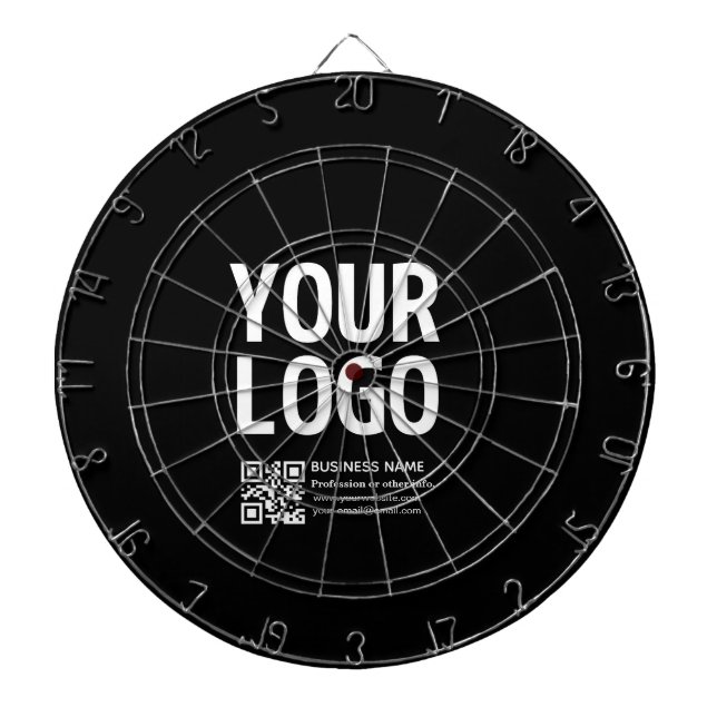 Your Logo w/Editable QR code & Text  Dart Board (Front)