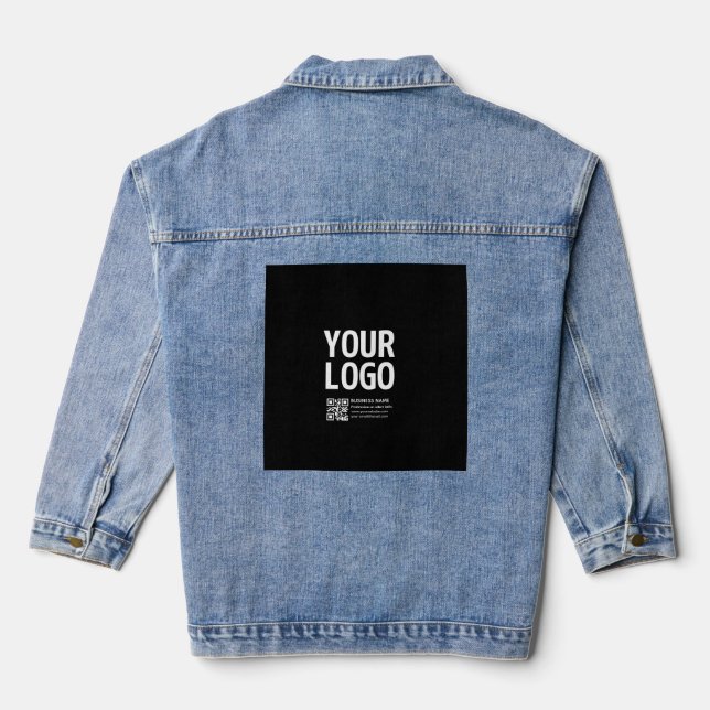 Your Logo w/Editable QR code & Text  Denim Jacket (Back)