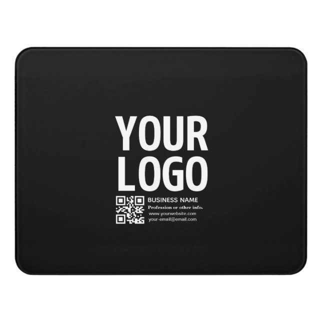 Your Logo w/Editable QR code & Text  Door Sign (Contemporary Front)
