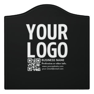 Your Logo w/Editable QR code & Text Door Sign