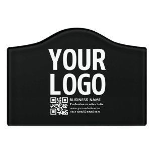 Your Logo w/Editable QR code & Text Door Sign
