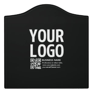 Your Logo w/Editable QR code & Text Door Sign