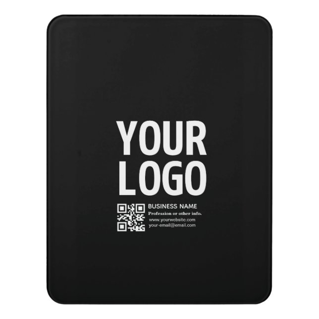 Your Logo w/Editable QR code & Text  Door Sign (Contemporary Vert)