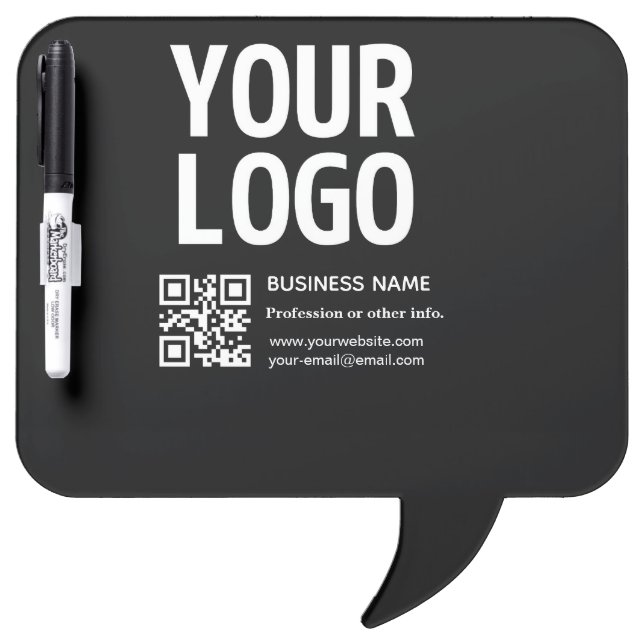 Your Logo w/Editable QR code & Text  Dry Erase Board (Front)