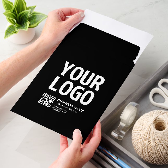 Your Logo w/Editable QR code & Text Envelope Mailers (Desk)