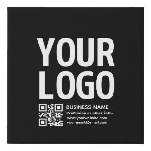 Your Logo w/Editable QR code & Text Faux Canvas Print