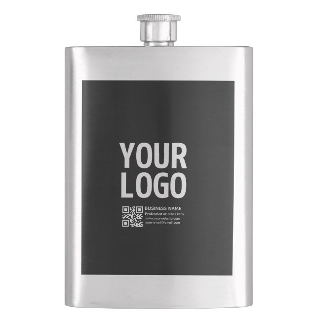 Your Logo w/Editable QR code & Text  Flask (Front)
