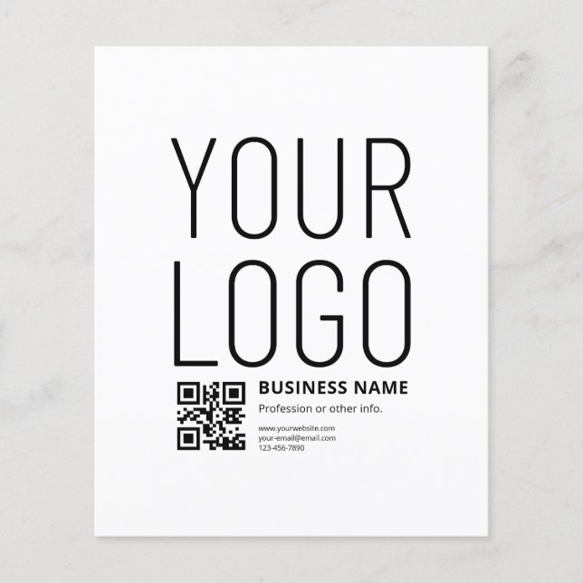 Your Logo w/Editable QR code & Text Flyer (Front)