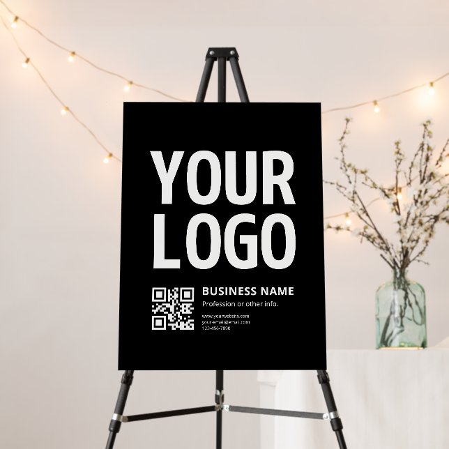 Your Logo w/Editable QR code & Text Foam Board (In Situ (Stand))