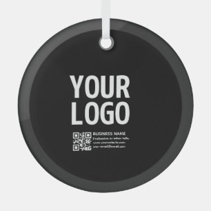 Your Logo w/Editable QR code & Text Glass Ornament