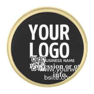 Your Logo w/Editable QR code & Text Gold Finish Lapel Pin