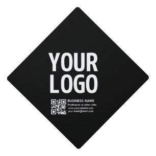 Your Logo w/Editable QR code & Text Graduation Cap Topper