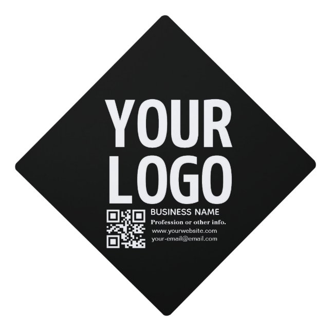 Your Logo w/Editable QR code & Text  Graduation Cap Topper (Front)