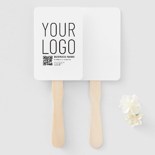 Your Logo w/Editable QR code & Text Hand Fan