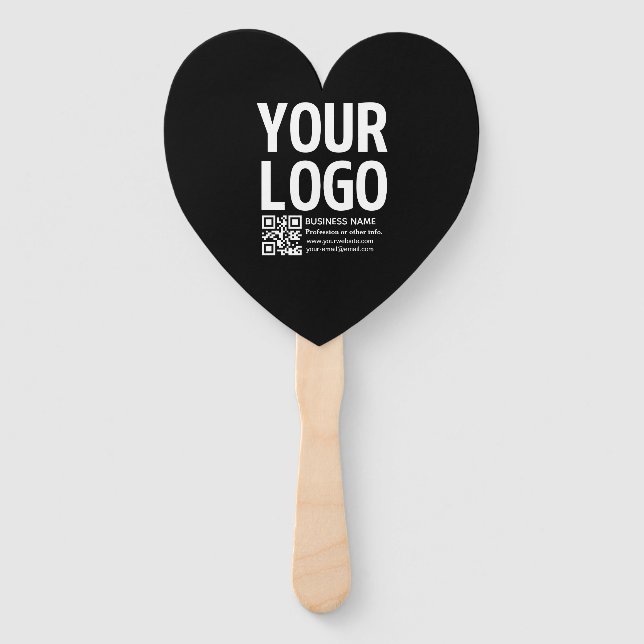 Your Logo w/Editable QR code & Text  Hand Fan (Front)
