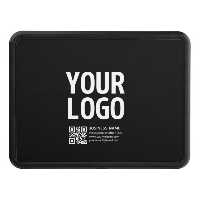 Your Logo w/Editable QR code & Text  Hitch Cover (Front)