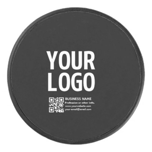 Your Logo w/Editable QR code & Text Hockey Puck