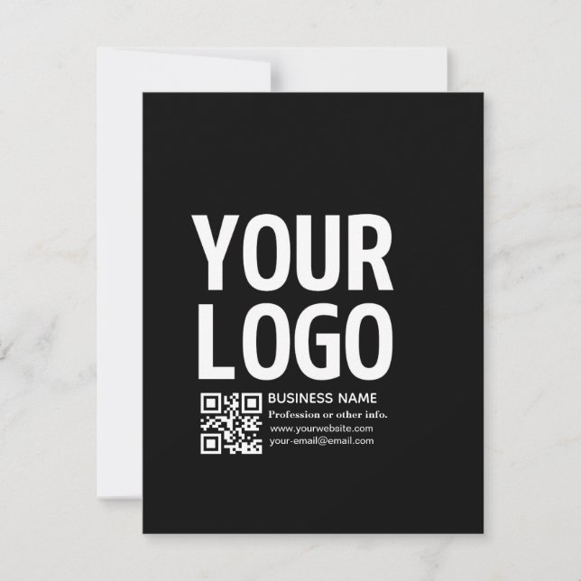Your Logo w/Editable QR code & Text  Holiday Card (Front)