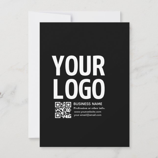 Your Logo w/Editable QR code & Text  Holiday Card (Front)