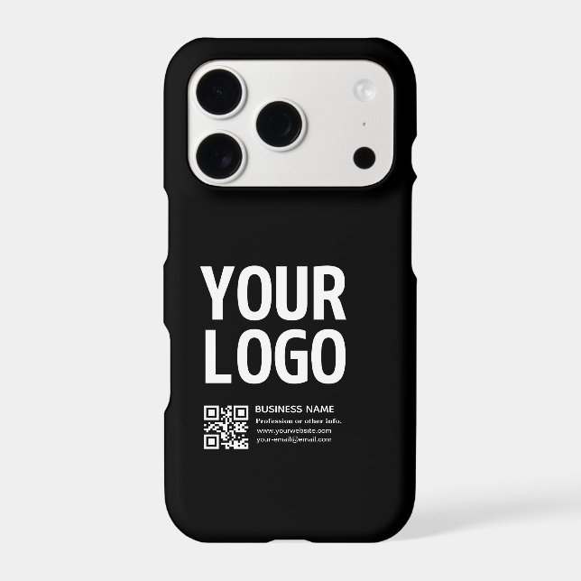 Your Logo w/Editable QR code & Text  iPhone Case (Back)
