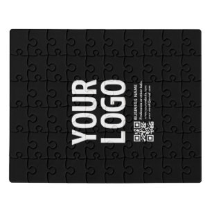 Your Logo w/Editable QR code & Text Jigsaw Puzzle