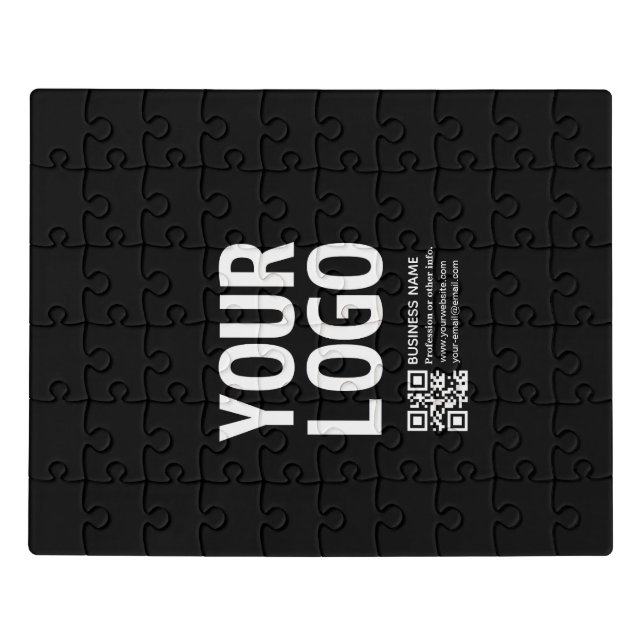 Your Logo w/Editable QR code & Text  Jigsaw Puzzle (Puzzle Horizontal)