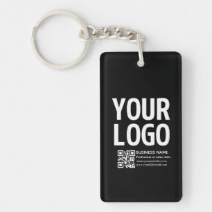 Your Logo w/Editable QR code & Text Keychain