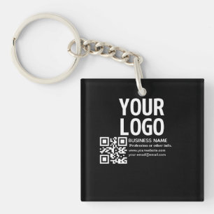 Your Logo w/Editable QR code & Text Keychain