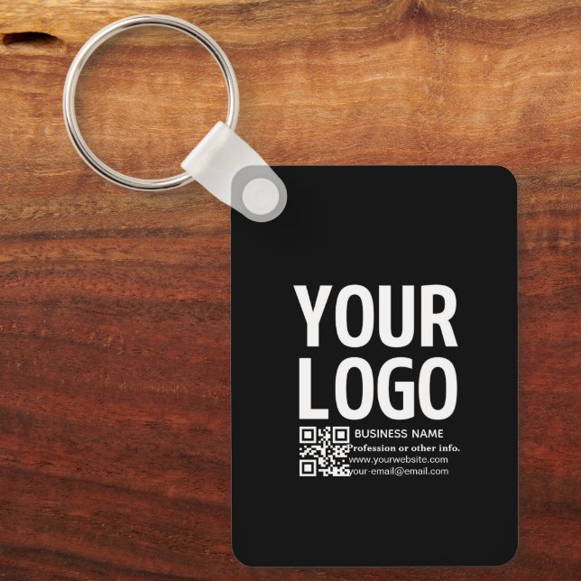 Your Logo w/Editable QR code & Text  Keychain (Front)