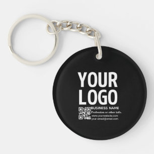 Your Logo w/Editable QR code & Text Keychain