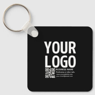 Your Logo w/Editable QR code & Text Keychain