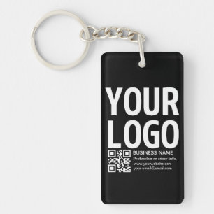Your Logo w/Editable QR code & Text Keychain