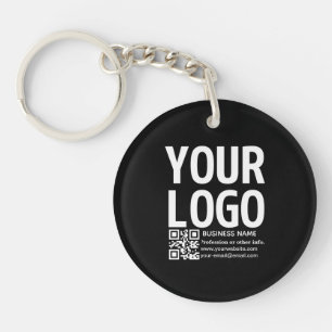 Your Logo w/Editable QR code & Text Keychain