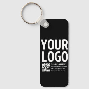 Your Logo w/Editable QR code & Text Keychain