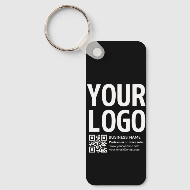 Your Logo w/Editable QR code & Text  Keychain (Front)