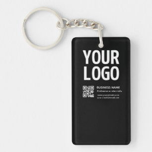 Your Logo w/Editable QR code & Text Keychain