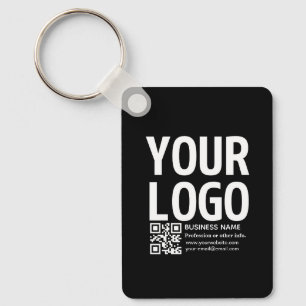Your Logo w/Editable QR code & Text Keychain