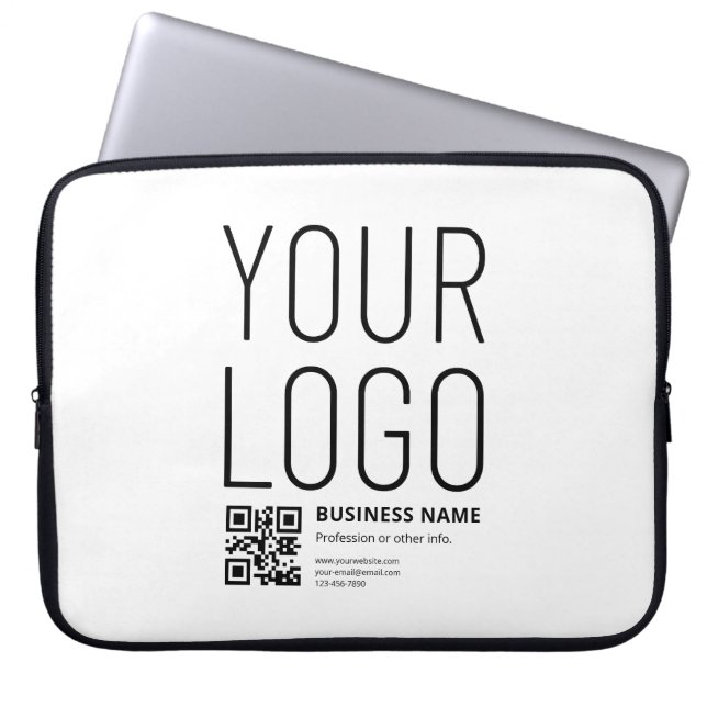 Your Logo w/Editable QR code & Text Laptop Sleeve (Front)