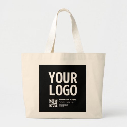 Your Logo w/Editable QR code & Text Large Tote Bag