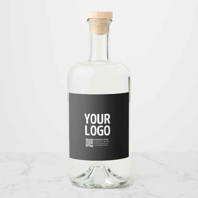 Your Logo w/Editable QR code & Text  Liquor Bottle Label (Front)