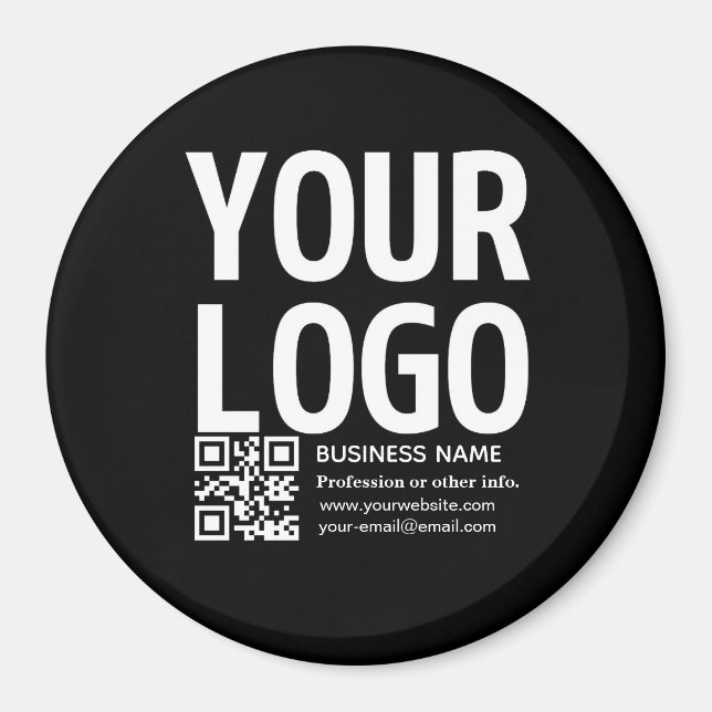 Your Logo w/Editable QR code & Text  Magnet (Front)