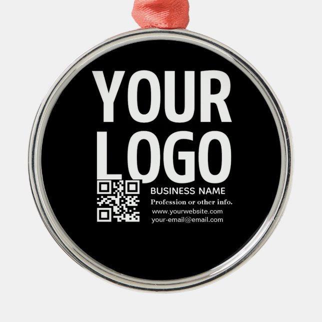 Your Logo w/Editable QR code & Text  Metal Ornament (Front)