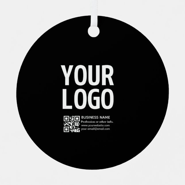 Your Logo w/Editable QR code & Text  Metal Ornament (Front)