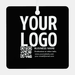 Your Logo w/Editable QR code & Text Metal Ornament