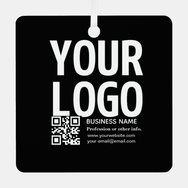Your Logo w/Editable QR code & Text  Metal Ornament (Front)